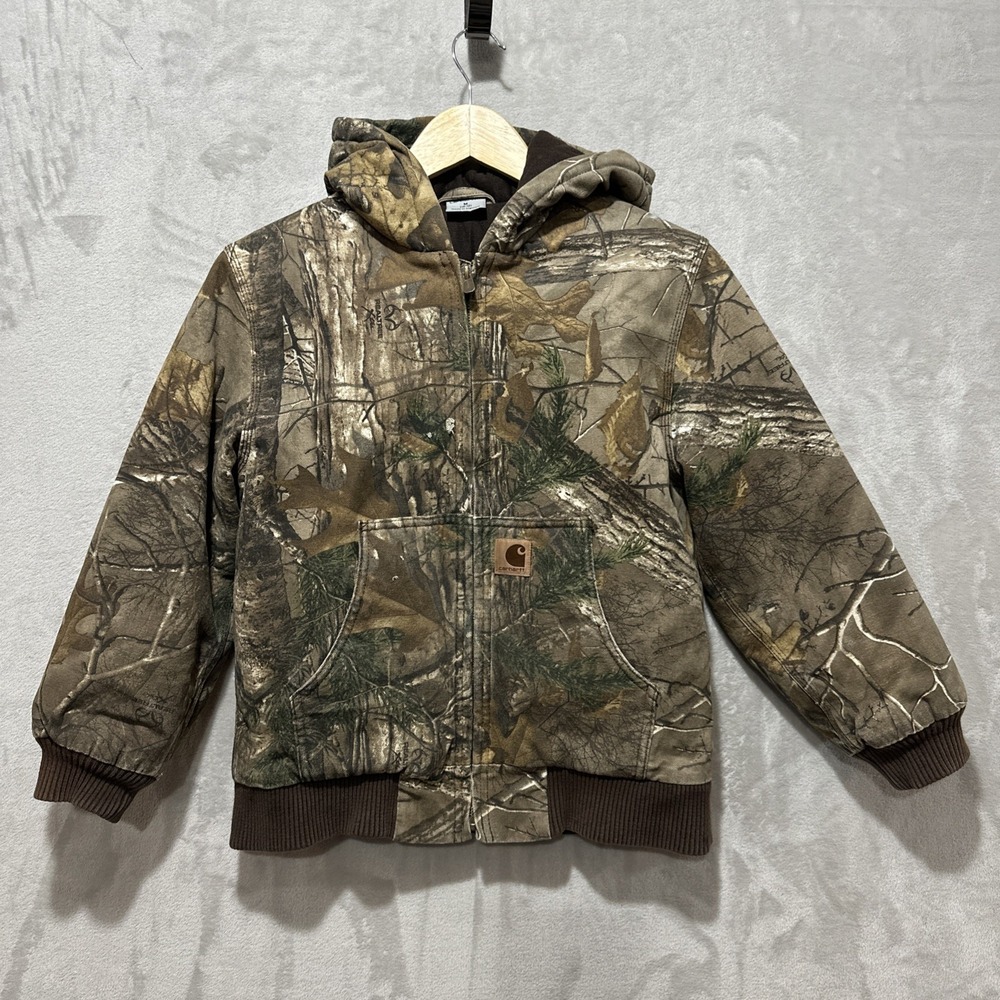 Carhartt Camo Jacket Youth Size M 10-12‎ Realtree Hooded Full Zip Hunting Coat